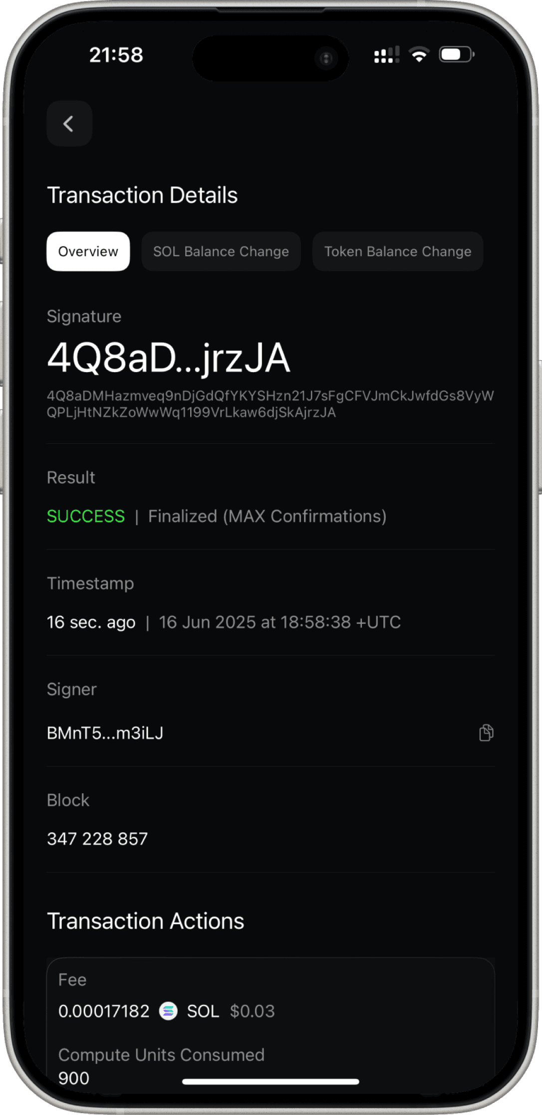 Transaction detail